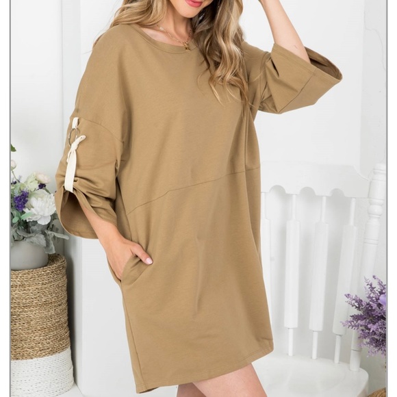 Dresses & Skirts - Free item with bundle Adorable oversized cotton jersey tie up sleeve dress